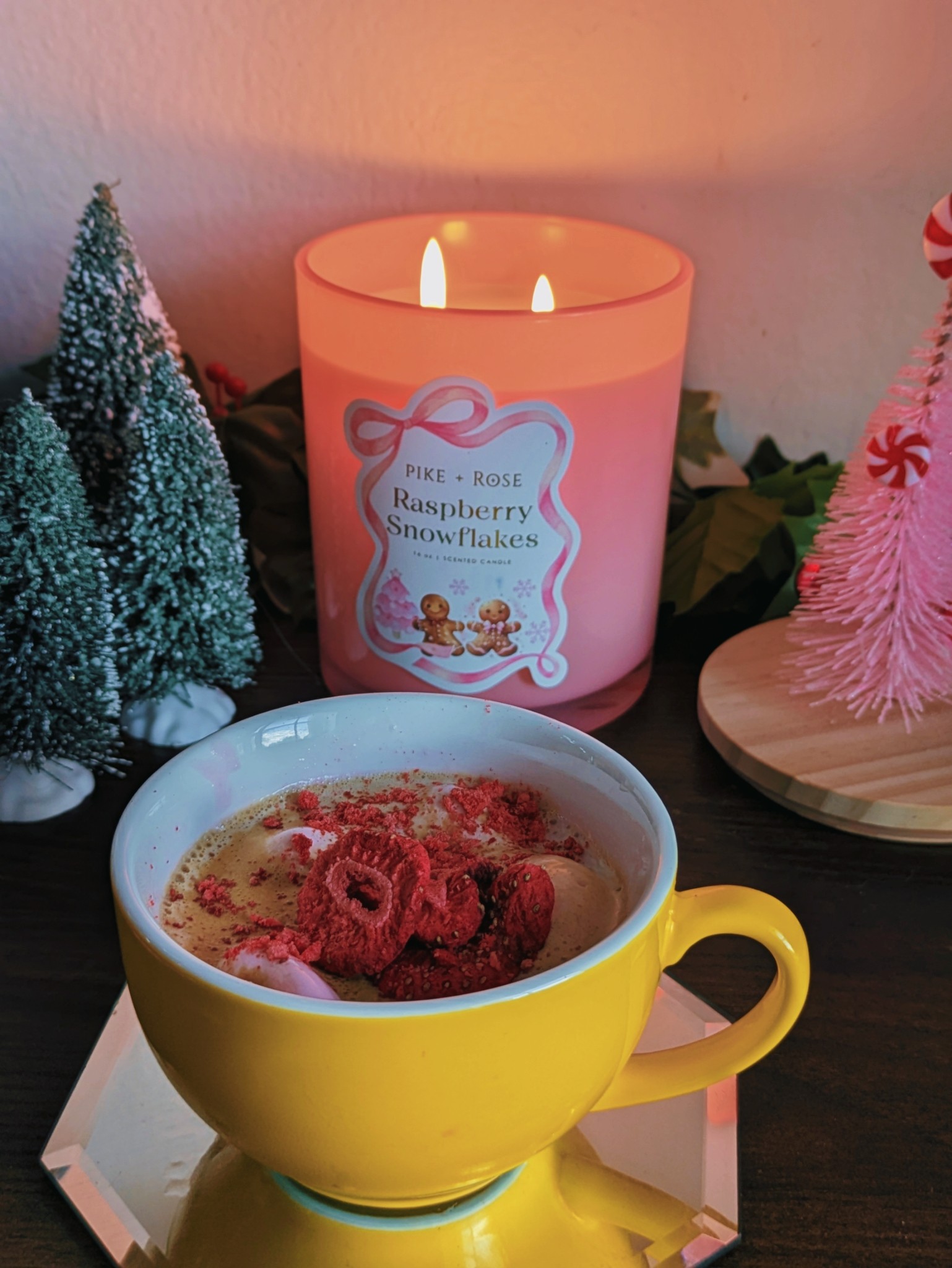 Strawberry affogato and decoration dehydrated strawberries 🍓☕