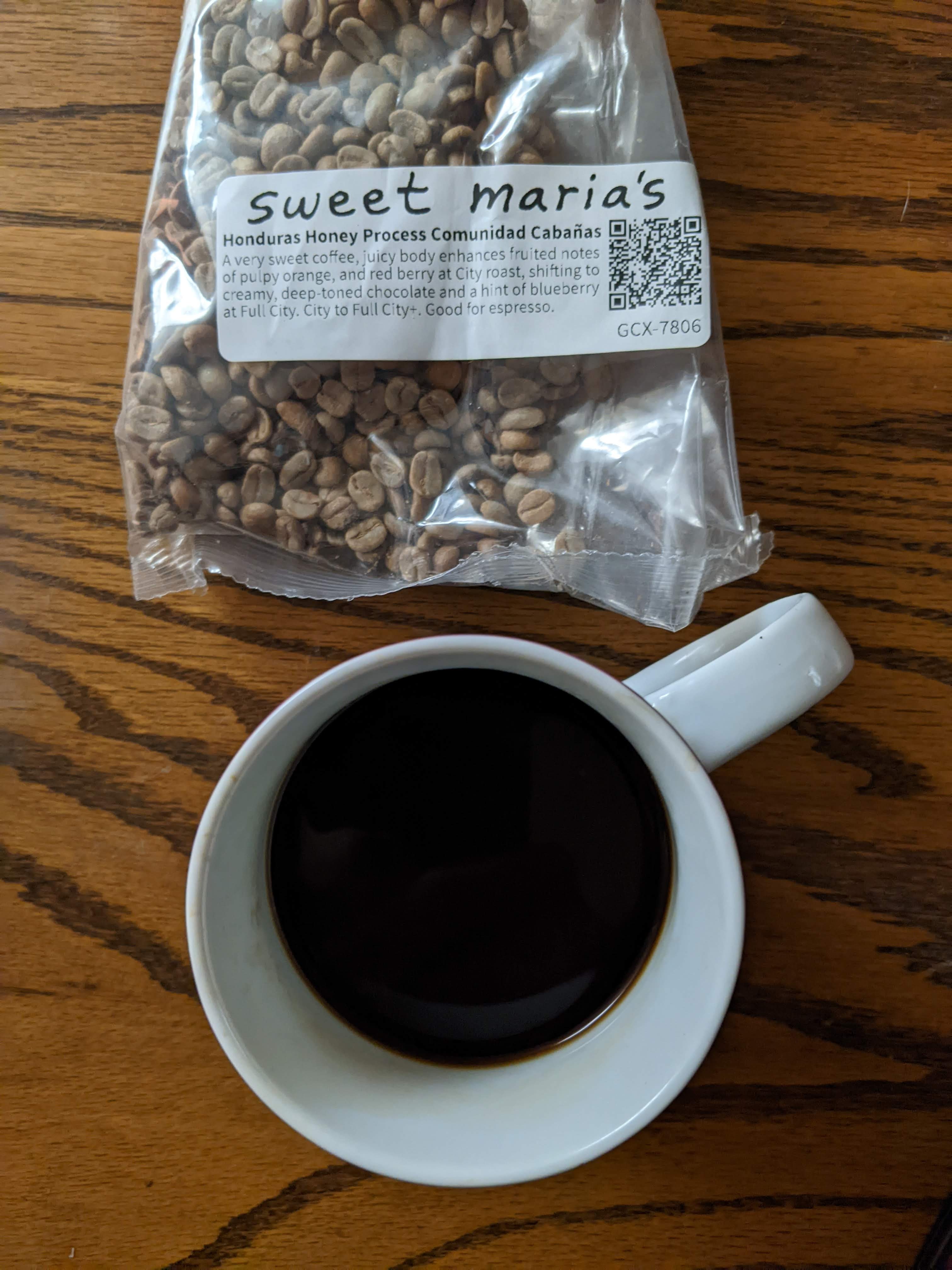 This Honduras Honey Process is one of my favorites right now of the many varieties that I've been roasting lately. Enjoying a nice Americano this morning.