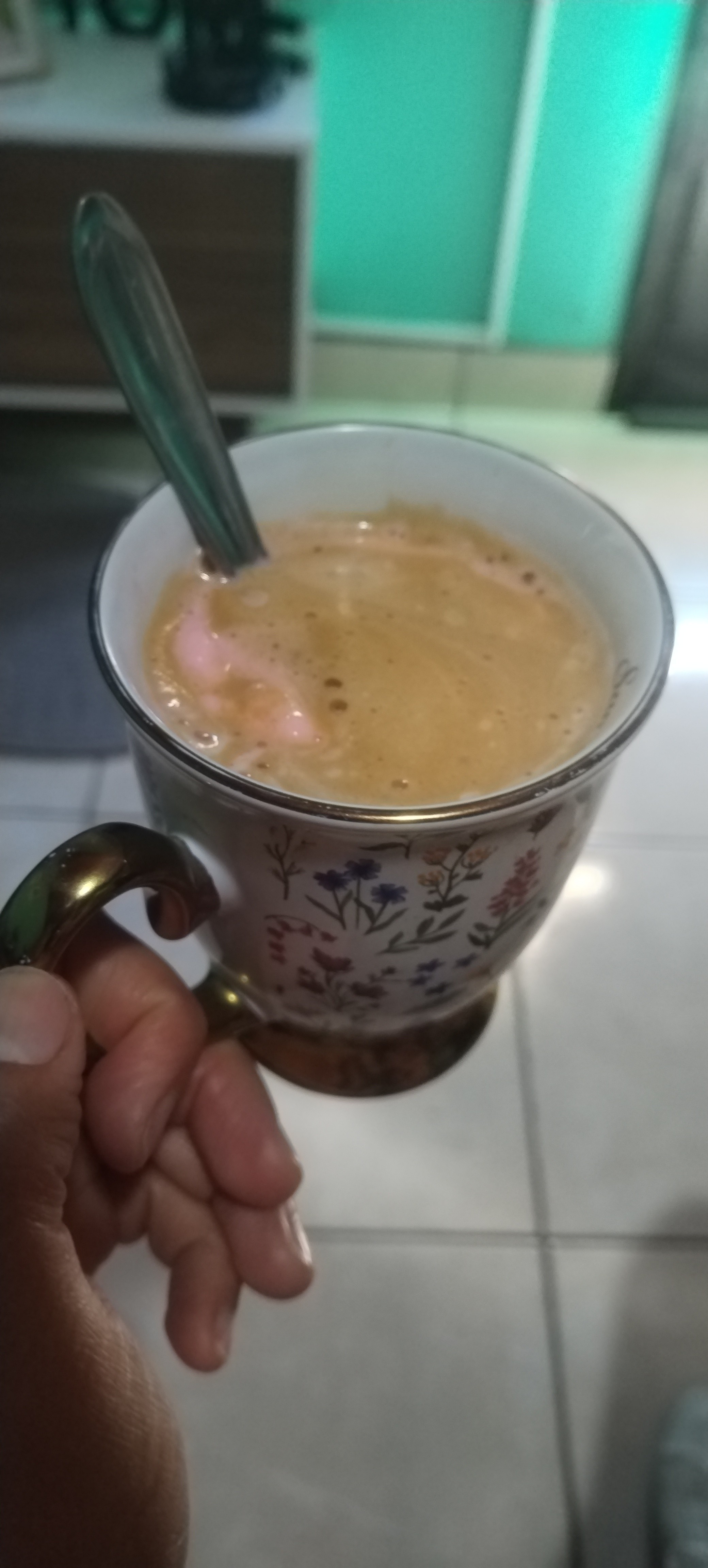 Affogato made with mokapot and strawberry ice cream