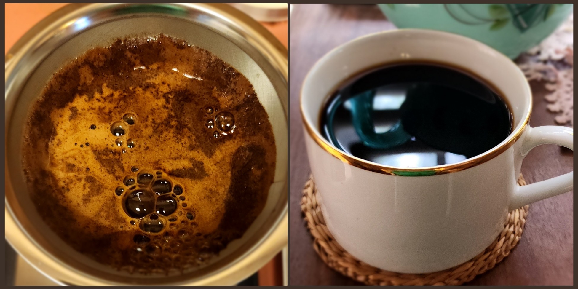 Good morning ☕
 20g:320g coffee to water 205F
forgot to adjust my grind settings from very fine, but came out nice. Will adjust and try again to compare ☀️🌸
