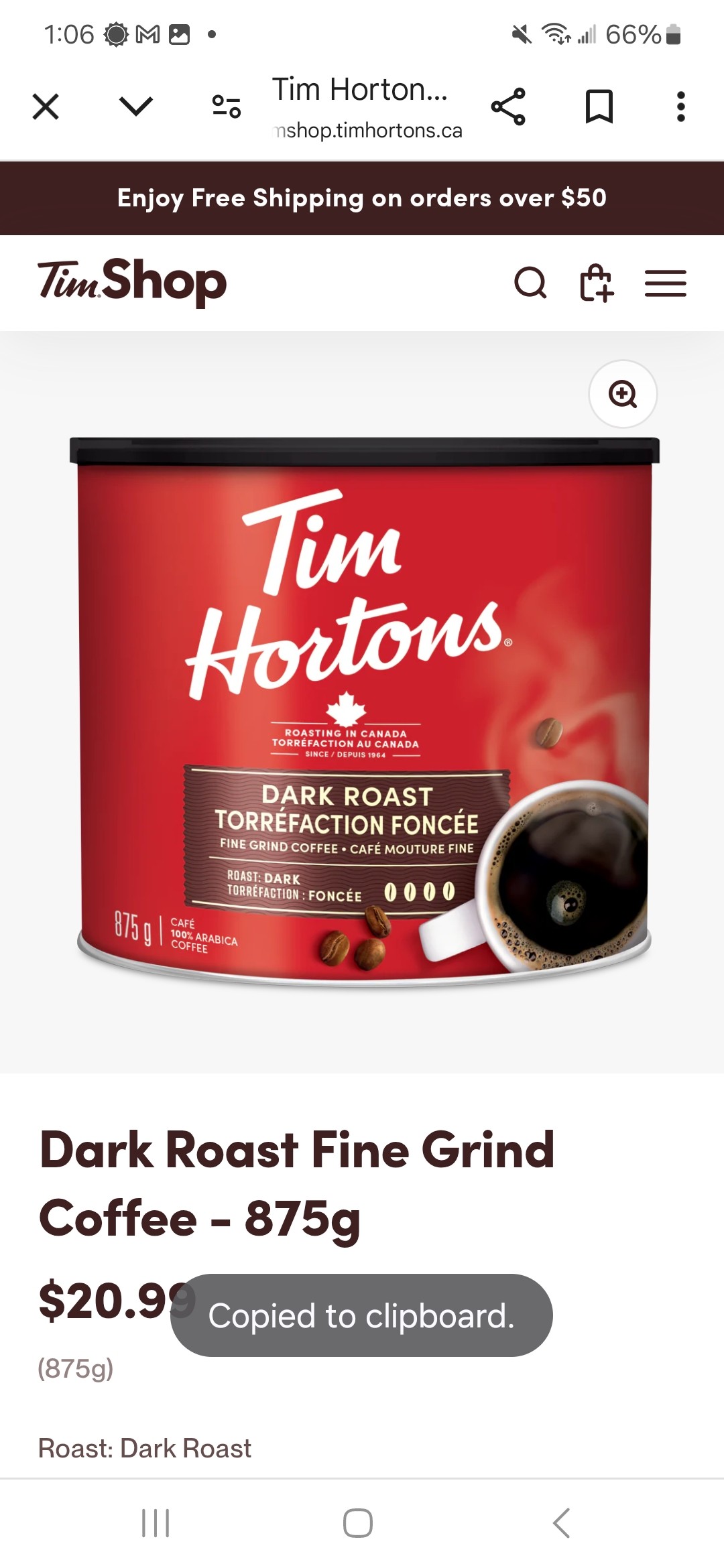 Dark Roast Fine Grind Coffee - 875g
Sale price$20.99
(875g)

Other options of Roast available: 
Dark Roast
Decaf
Original Blend

Size: 875g

About this coffee

Since 1964, Tim Hortons has been committed to serving a great cup of coffee. The signature flavour in every cup of Tim Hortons coffee is created using our own unique blend of 100% Arabica beans.

Selected from the world's most renowned coffee growing regions, our beans are expertly blended and roasted with care to deliver that consistent Tim Hortons coffee taste every time.

Roast: Dark Roast 

https://timshop.timhortons.ca/products/dark-roast-fine-grind-coffee?pr_prod_strat=jac&pr_rec_id=733fc9d30&pr_rec_pid=8555965284658&pr_ref_pid=8555965382962&pr_seq=uniform

https://timshop.timhortons.ca/products/dark-roast-fine-grind-coffee?pr_prod_strat=jac&pr_rec_id=733fc9d30&pr_rec_pid=8555965284658&pr_ref_pid=8555965382962&pr_seq=uniform