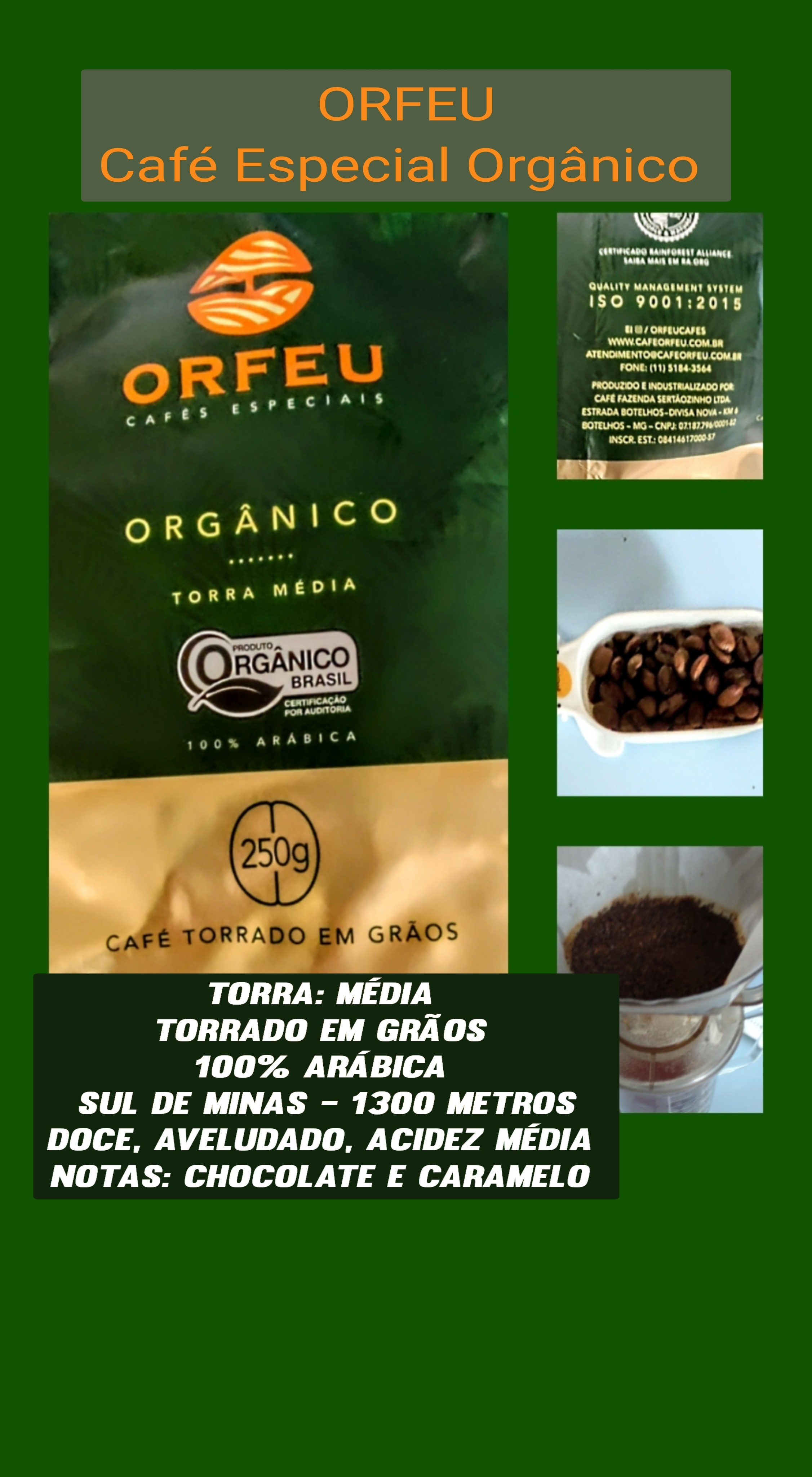 Pesei e medi as proporções e na moagem já pode ser percebido a qualidade do produto pelo aroma fresco. 
Oferece um café muito aveludado, macio, o caramelo é bem marcante. 