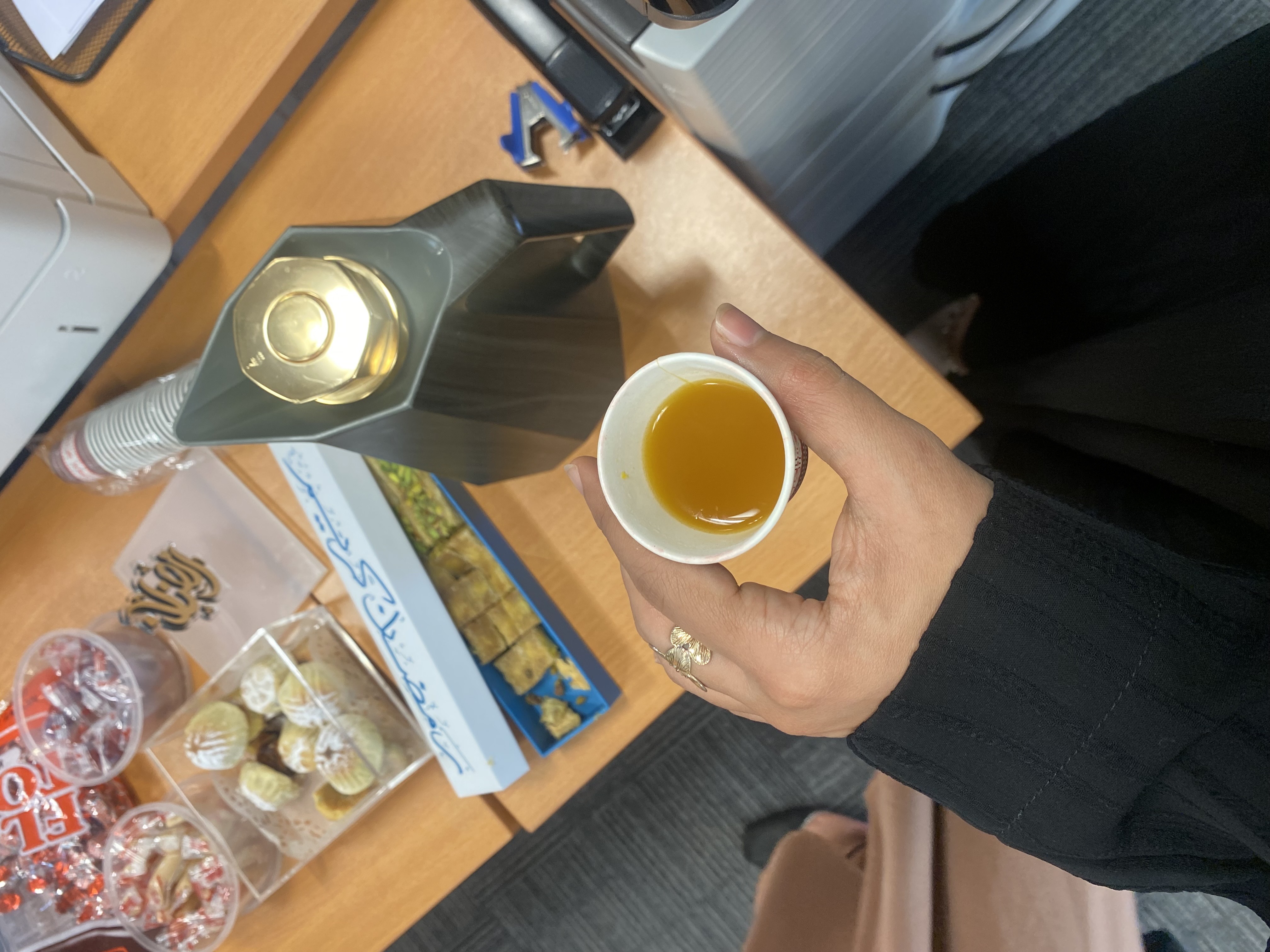 today I treats my team with a Qatari coffee and some Arabic sweets😋
