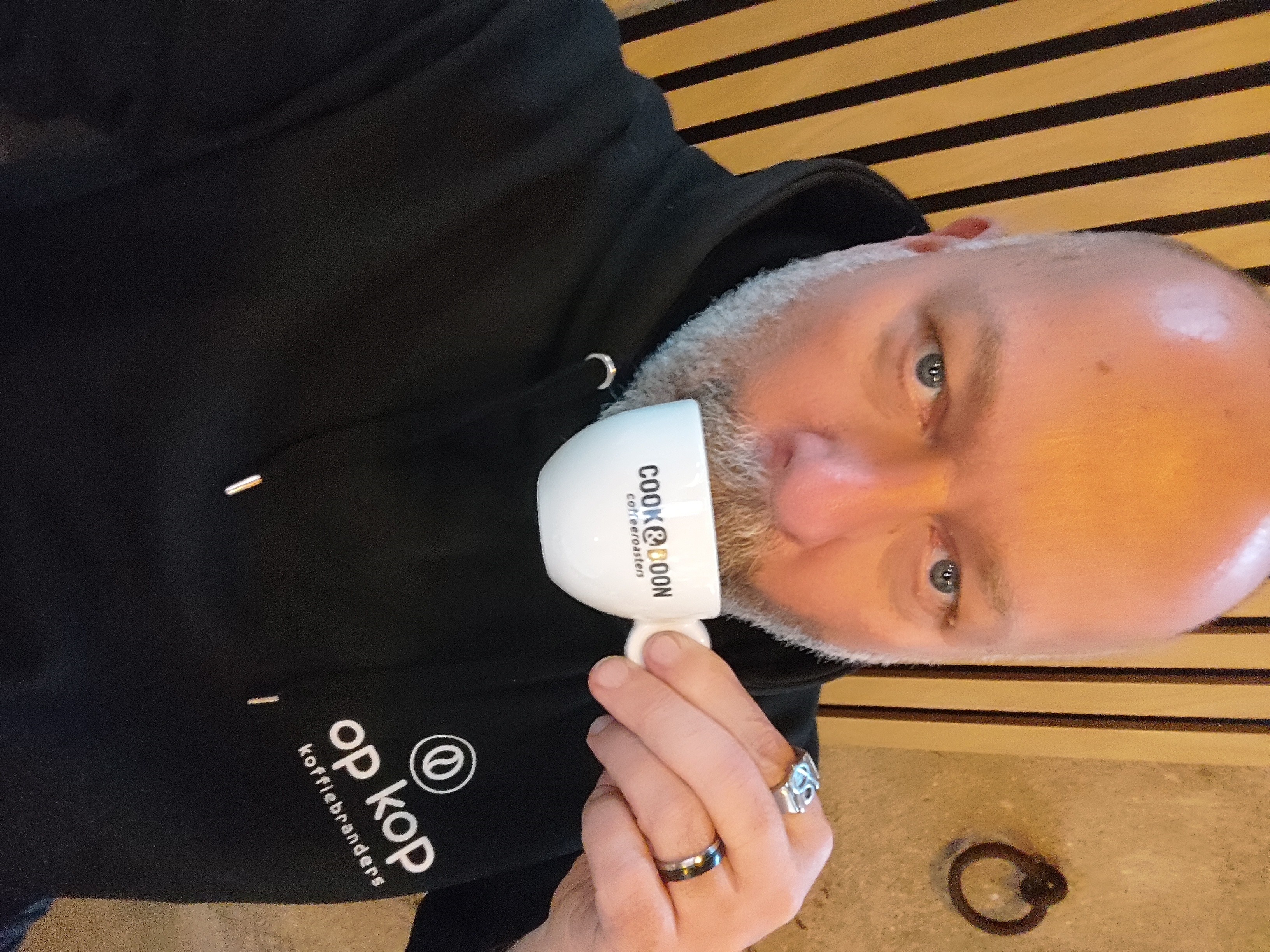 having a coffee in the Netherlands after a 7 hour drive 