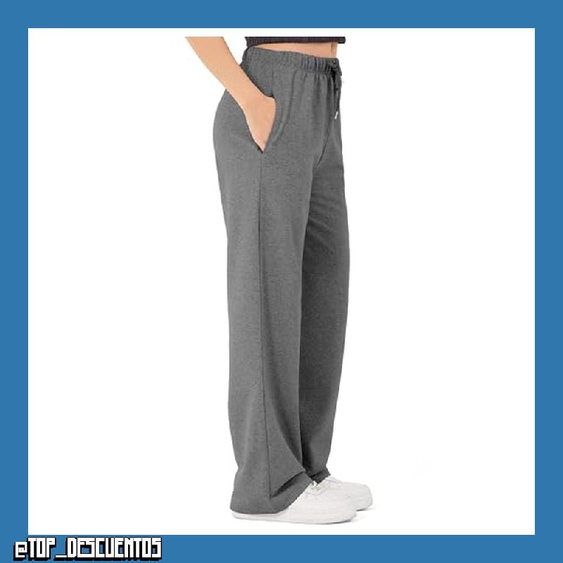 ROSS CAMP Pantalones de chándal para mujer, de algodón, largos, de entrenamiento, pantalones de correr, cómodos, pantalones de chándal de pierna ancha con cintura elástica, pantalones de yoga