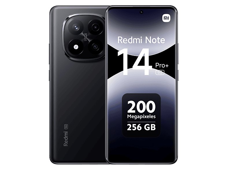 Xiaomi - Móvil Redmi Note 14 Pro+, Midnight Black, 256 GB, 12 GB RAM, 6.67" AMOL