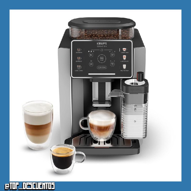 KRUPS Sensation Milk, Cafetera Superautomática, 6 Bebidas, Jarra Leche