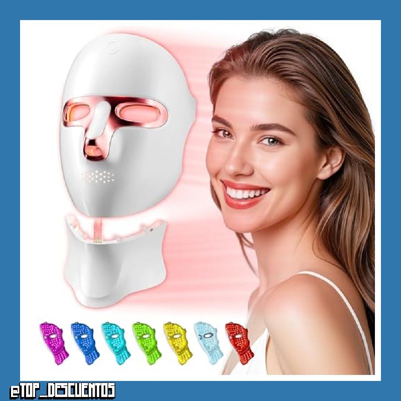 Máscara LED Cara y Cuello, 7 Modos, Recargable USB-C (Rosa)