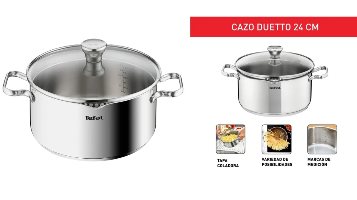 Cacerola Tefal Duetto de 24 cm por sólo 29,99€ con envío gratis (-41%)