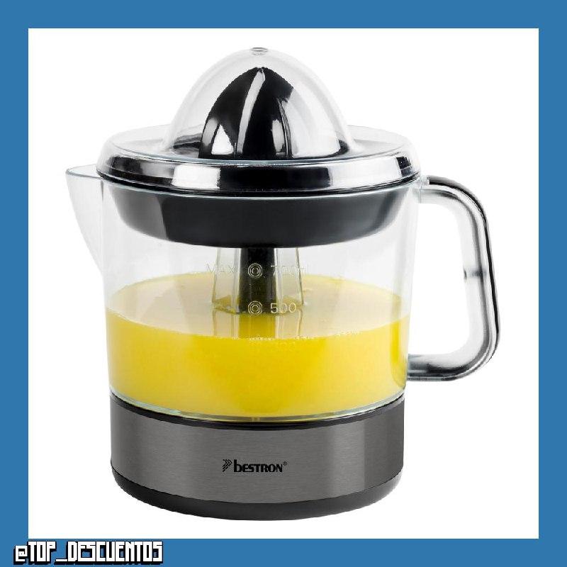 Bestron Exprimidor de Cítricos, 0,7 L, Jarra Extraíble, Tapa Transparente, Dos Conos para Cítricos Pequeños y Grandes, Motor con Giro Bidireccional, 40 W, Color Gris metálico oscuro