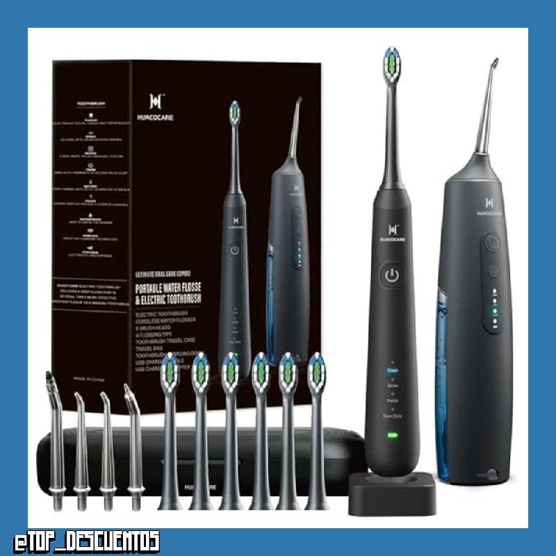 Irrigador Dental y Cepillo de Dientes Eléctrico 2 en 1 – Kit de Limpieza Bucal con Irrigador Portátil y Cepillo Sónico – IPX7, 3 Modos de Agua, 4 Modos de Cepillado para una Higiene Oral Completa