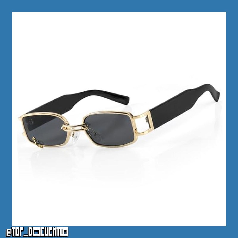 Retro Gafas de Sol Rectangulares, Moda Gafas de Sol Mujer Hombre Cuadradas, Vintage Steampunk Gafas UV400 Protección Metal Marco