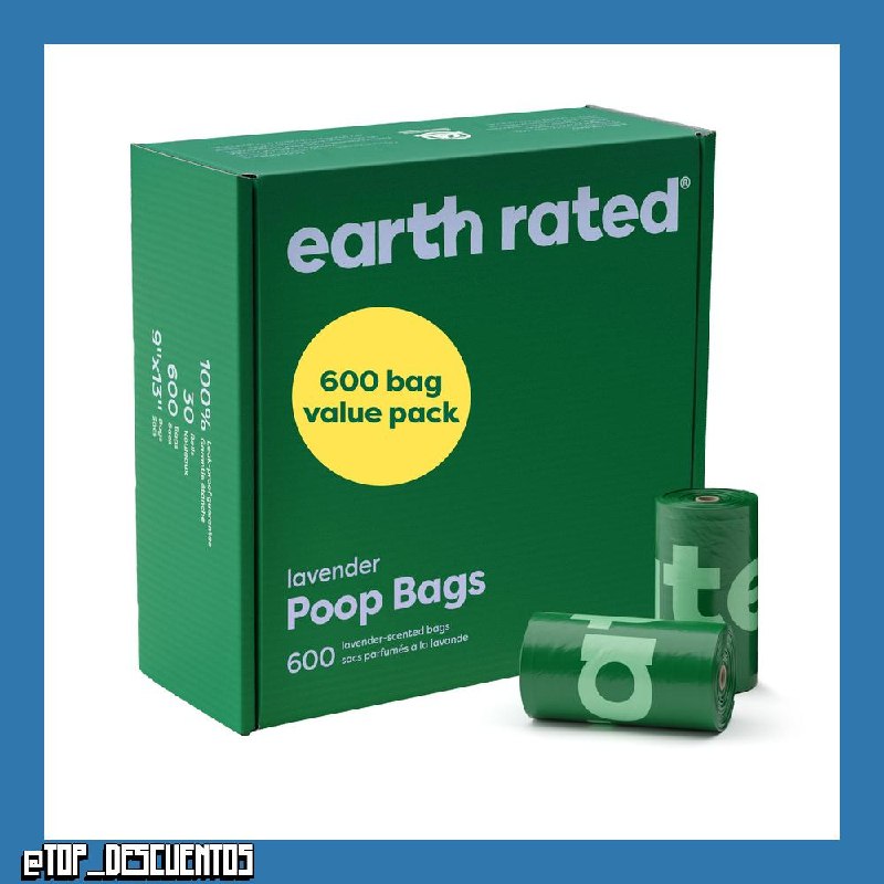 Earth Rated Bolsas para heces de perro, para mascotas a prueba de fugas y extragruesas, aptas para perros de cualquier tamaño, Rollos de recarga, aroma a lananda, 600 unidades