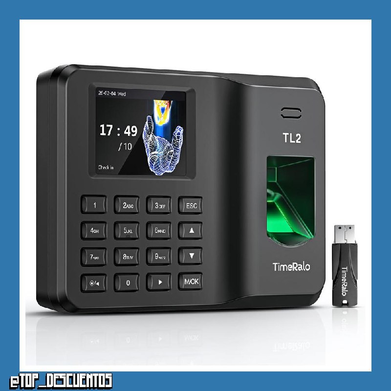 Control Horario Empleados, Maquina Fichar Empleados Español, Máquina de Fichaje Autónoma con Huella Dactilar y PIN, sin WiFi, sin Software y sin Cuotas Mensuales