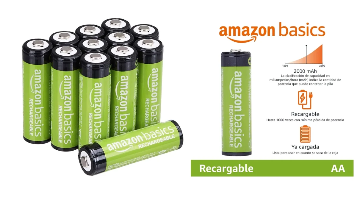 Pack x12 pilas recargables Amazon Basics AA de 2000 mAh por sólo 13,29€ (16% de descuento)
