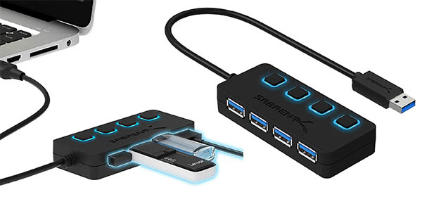 Concentrador Sabrent USB 3.0 con 4 puertos independientes por sólo 11,99€ ¡Valoraciones top!