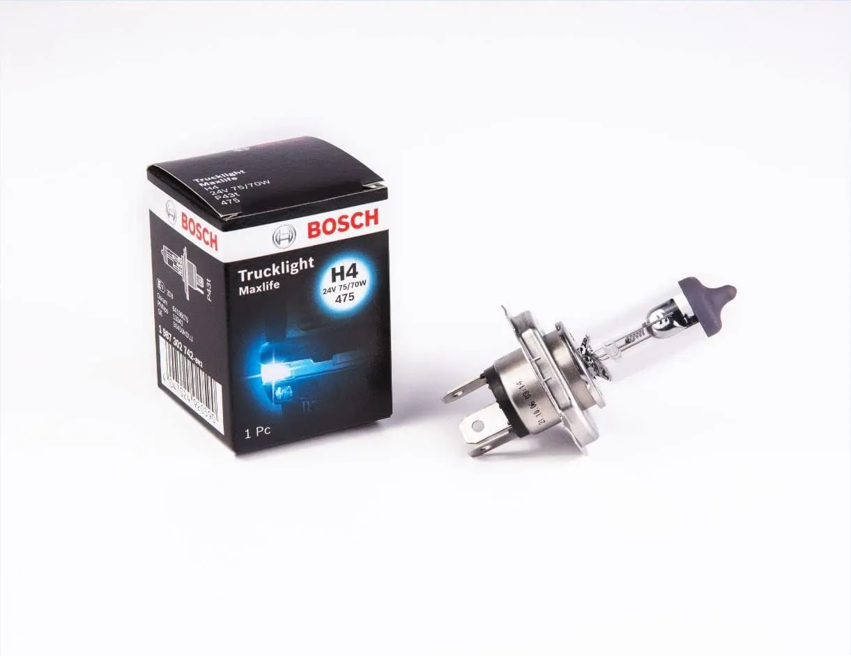 Bosch H4 Lámpara Faro de Carretera 60/55W Luz Alta Halógena 1 987 302 045 (Paquete de 2) por 9,80€ en Amazon
