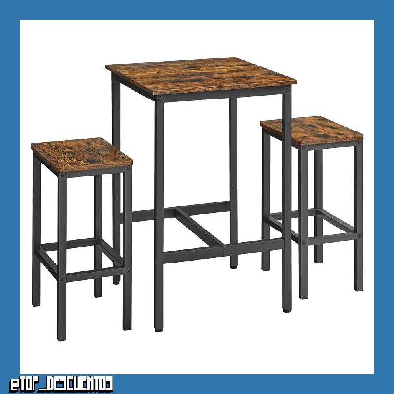 VASAGLE Mesa de Bar con Taburetes, Mesa Comedor con 2 Sillas