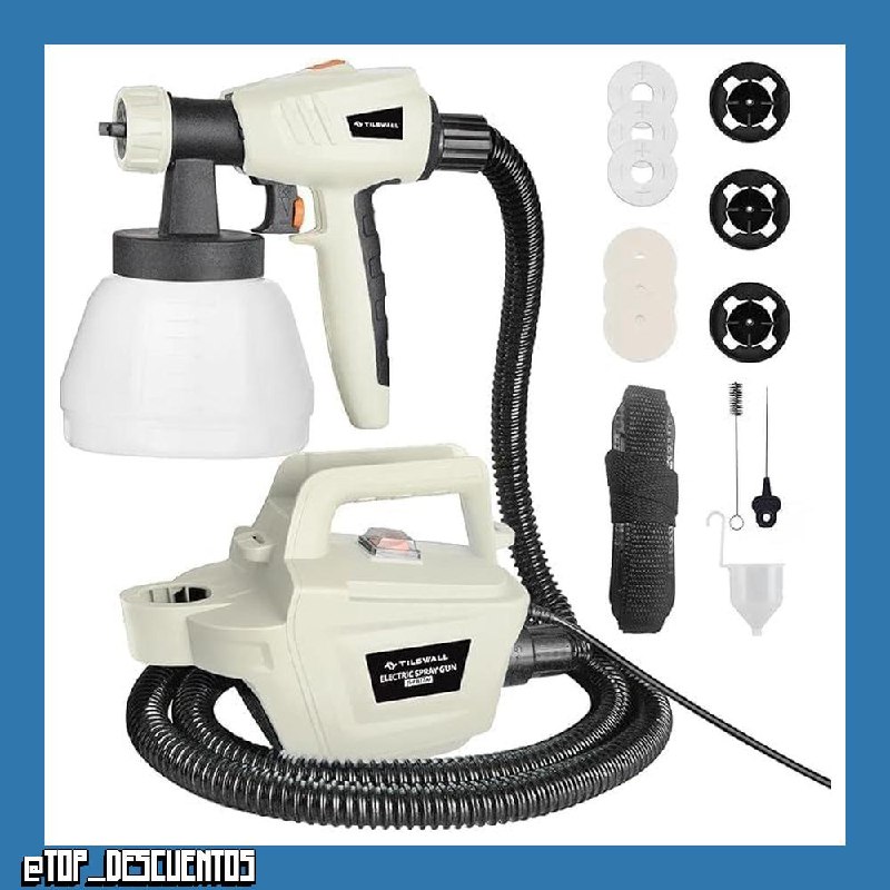Tilswall Pistola de Pintura, 800W HVLP Pistola Pintura Electrica, Blanco