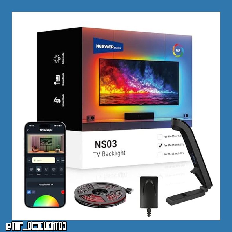 NEEWER Basics NS03 Luz Fondo TV Pantalla 55"-65", Tira LED RGB 3.6m