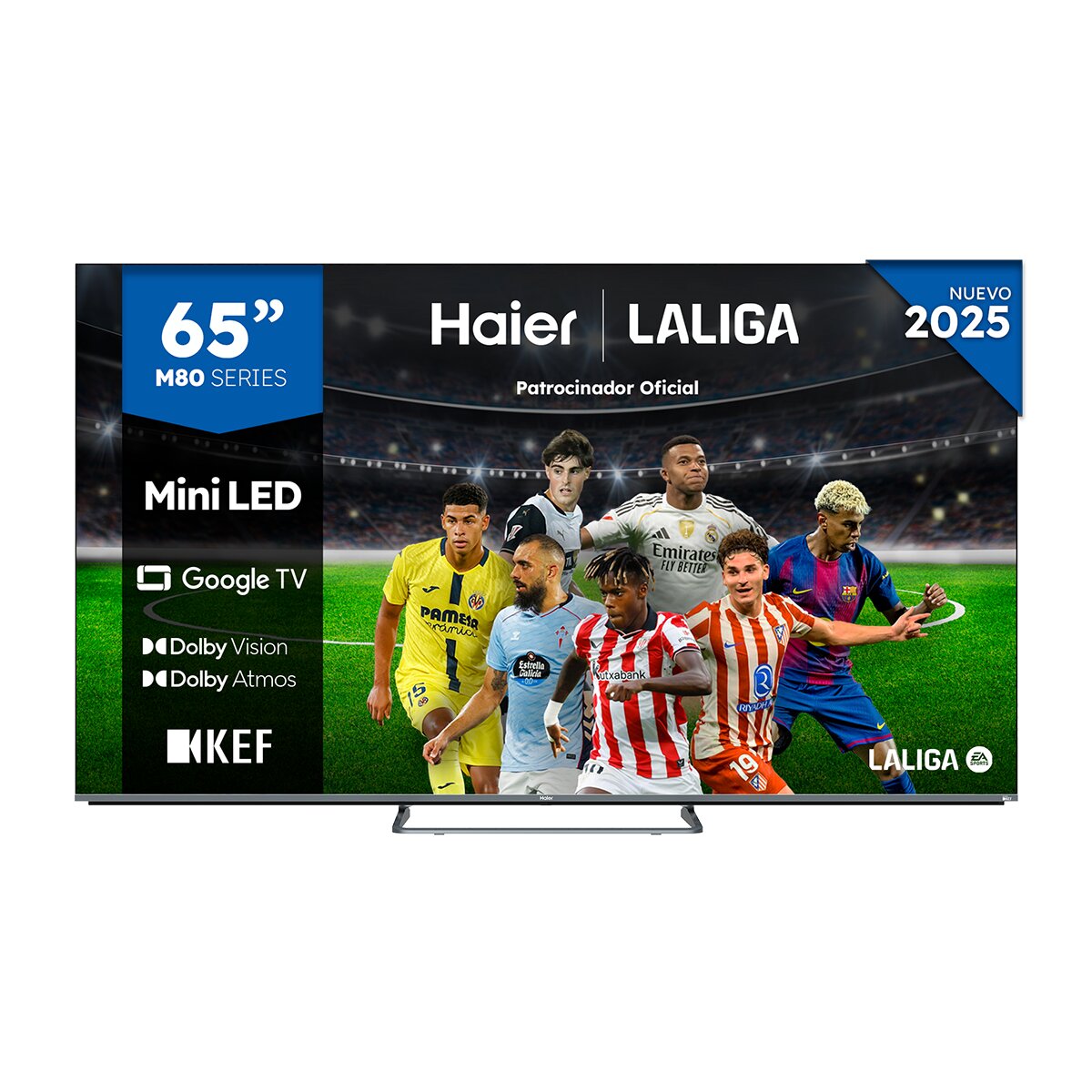 Haier - TV MiniLED 165 cm (65") Haier H65M80FUX UHD 4K, Peana Central, Smart Google TV, HDR10, Sonido KEF 2.1.
