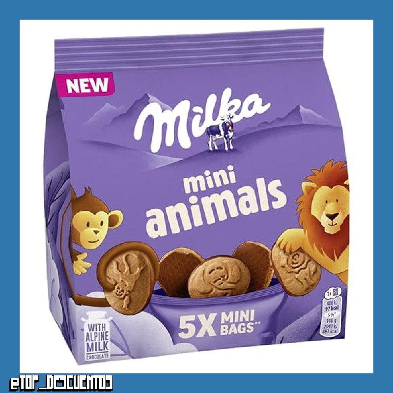 Milka Mini Animals Galletas Bañadas en Chocolate Leche, Pack 5x 99,5 g
