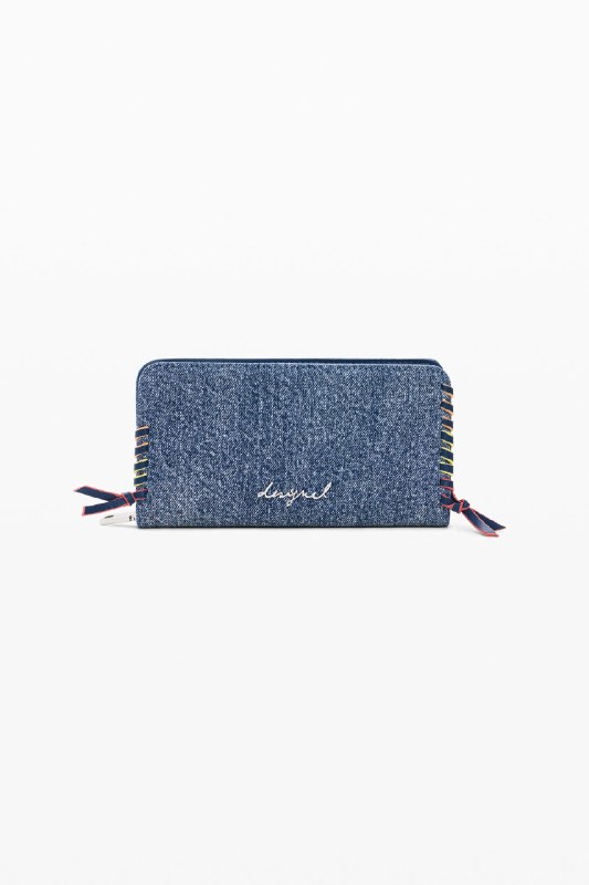 Desigual, Monedero mediano denim corazón, Mujer, Algodon, Azul, U
