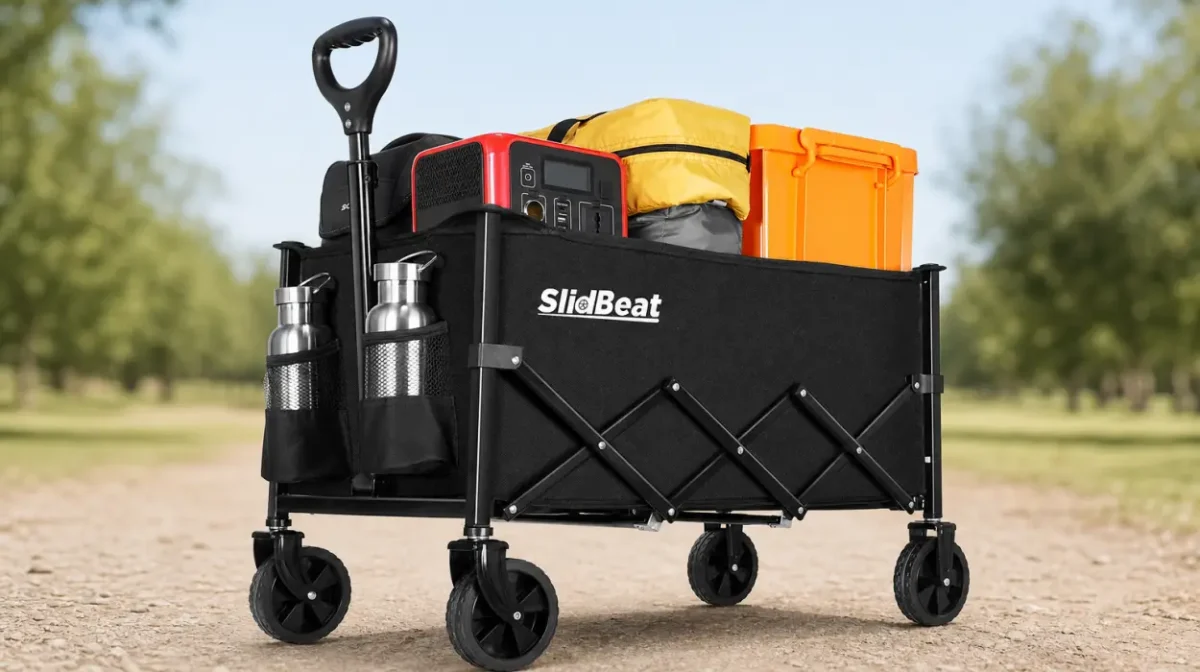 Carro plegable de transporte con 4 ruedas todoterreno y mango ajustable por sólo 37,99€ con envío gratis