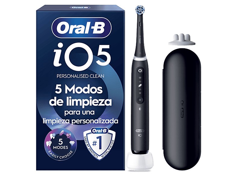 Oral-B - Cepillo eléctrico iO 5S, 1 Cabezal, Estuche De Viaje, Con app, Diseñado