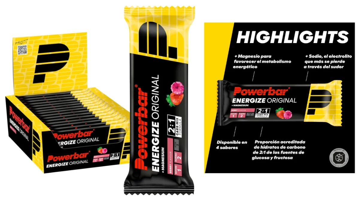 Energía rápida con el pack x15 barritas Powerbar Energize Original de Berry, con carbohidratos 2:1, magnesio y sodio por sólo 22,99€ (-30%)