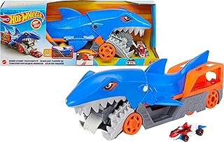 Shark - Hot Wheels Chomp Transporter y Vehículo 1:64 Incluido