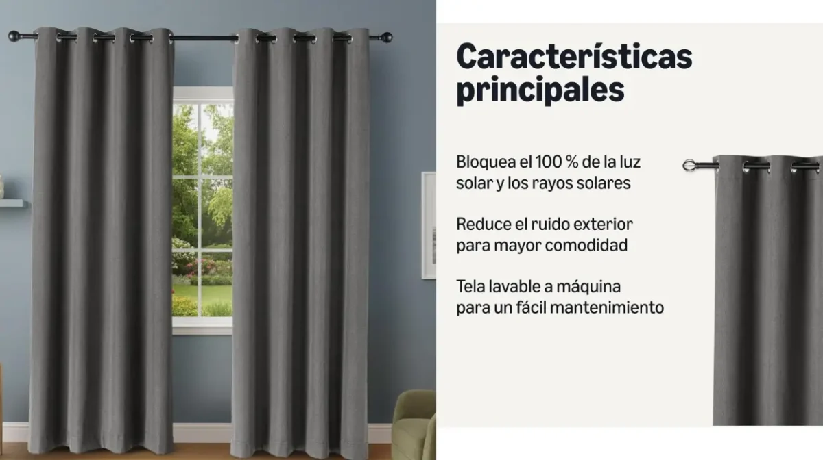 Pack de 2 Cortinas opacas AmazonBasics con ojales de 132 x 244 cm por sólo 15,39€ (30% de descuento)
