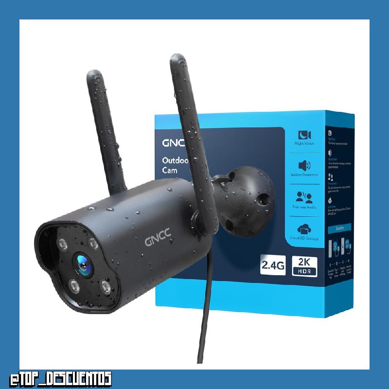 GNCC Cámara Vigilancia WiFi Exterior 2K 3MP, Visión Nocturna 15m, Notificaciones en Tiempo Real, Ángulo 110°, IP65 Impermeable, Detección de Movimiento AI, Sirena, Compatible con Alexa