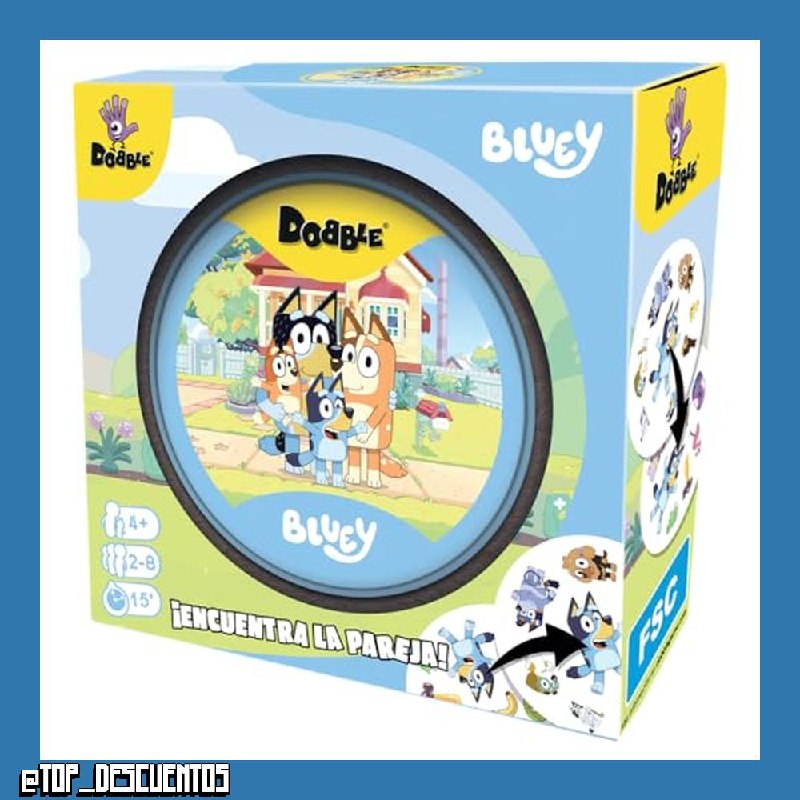 Asmodee Dobble Bluey, Juego de Cartas de Observación y Velocidad