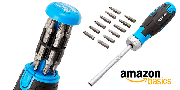 Destornillador de carraca magnético 12 en 1 AmazonBasics por sólo 9,99€ (-20%)