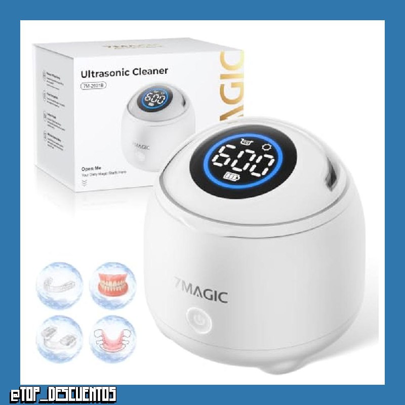 7MAGIC Limpiador ultrasonidos sin cable para férula, 48 kHz, Blanco