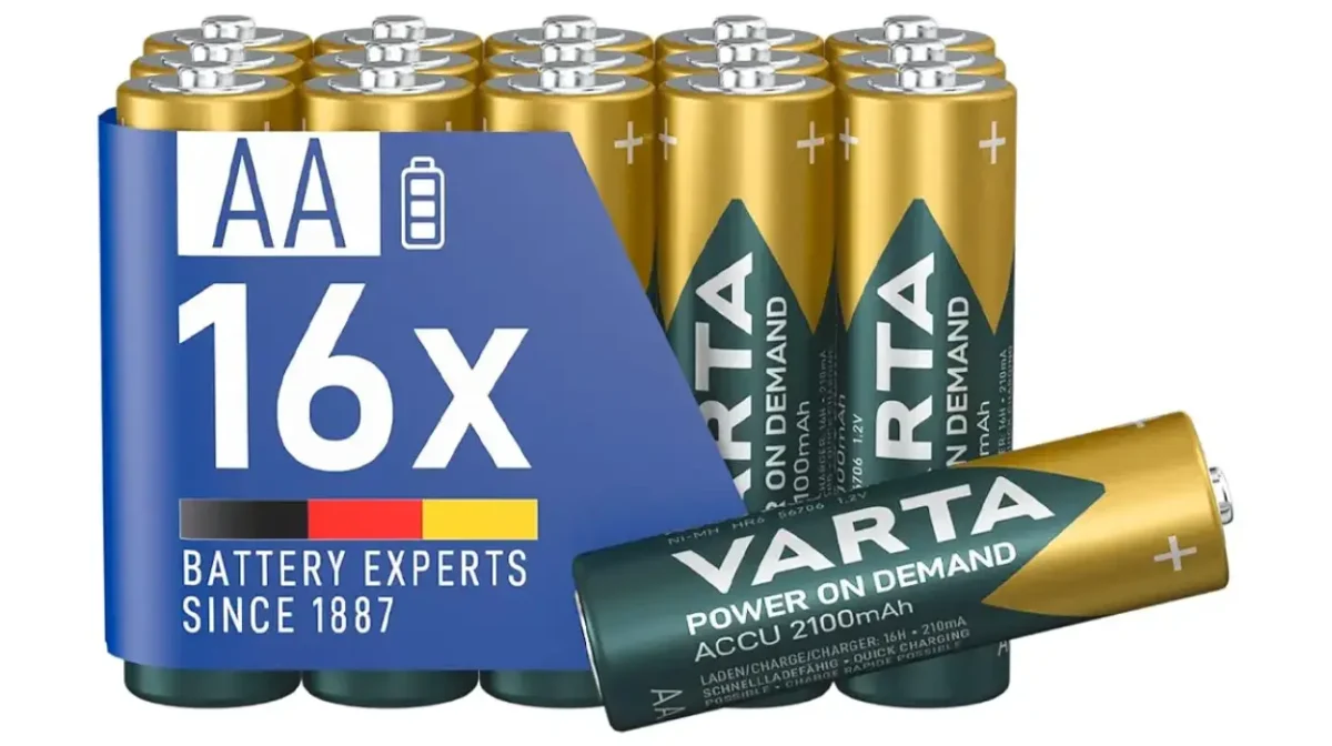 Pack de 16 pilas recargables Varta Power on Demand AA por sólo 27,18€ (-32%)