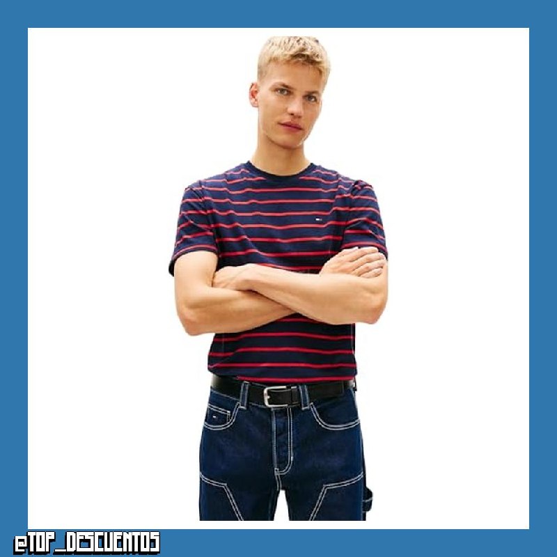 Tommy Jeans TJM Reg Stripe SS tee Ext Dm0dm22544 Camiseta S/S Hombre (Pack de 1)