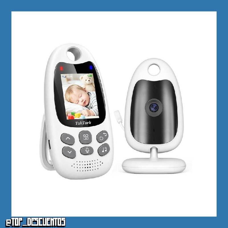 TakTark Vigilabebes con Camara, Inalámbrico Camara Vigilancia Bebe Inteligente Monitor Bebé con LCD 2.0'' y Cámara Visión Nocturna, Comunicación Bidireccional, VOX y Vigilancia de la Temperatura