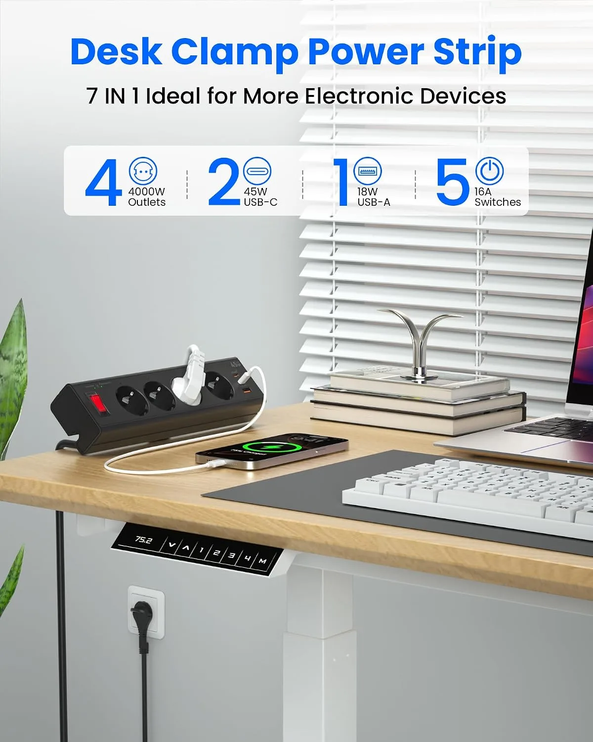 Regleta Escritorio con GaN45W Carga Rápida por 17,99€ en Amazon