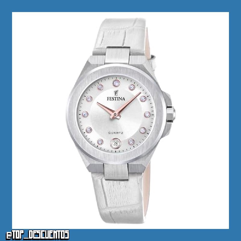 Festina Reloj Mujer Analógico de Cuero Blanco