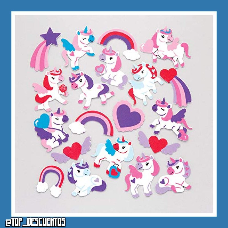 Baker Ross- Pegatinas de Unicornios amorosos de Espuma (Pack de 120) para Decorar Manualidades Infantiles para el Día de la Madre y San Valentín