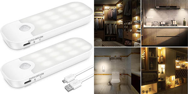 Pack x2 Luces nocturnas LED inalámbricas con sensor de movimiento por sólo 11,39€ (-24%)