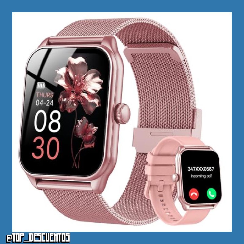 taopodo Reloj Inteligente Mujer, 1.83" Smartwatch Mujer Pulgadas con Llamadas, IP68 Impermeable, 120+ Modos Deportivos con HD Pantalla Táctil, Podómetro, Monitor de Sueño, para Android iOS