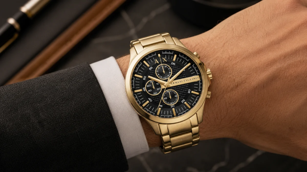 Reloj cronógrafo Armani Exchange dorado con correa de acero por sólo 145,07€ con envío gratis (-42%)
