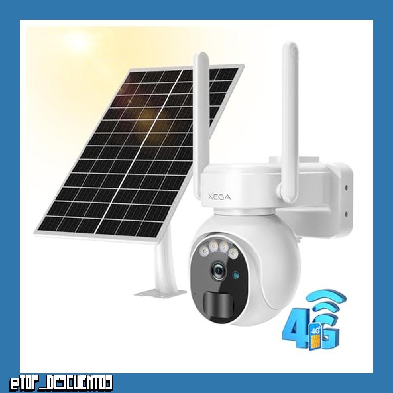 Xega 4G LTE Cámara Vigilancia Exterior con Tarjeta SIM Solar Inalámbrica