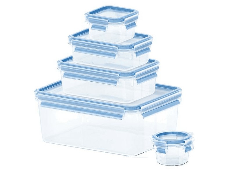 Tefal - Pack Tupper Clip&Close K3029012, 5 recipientes , 0.15 L-3.7 L, Plástico,