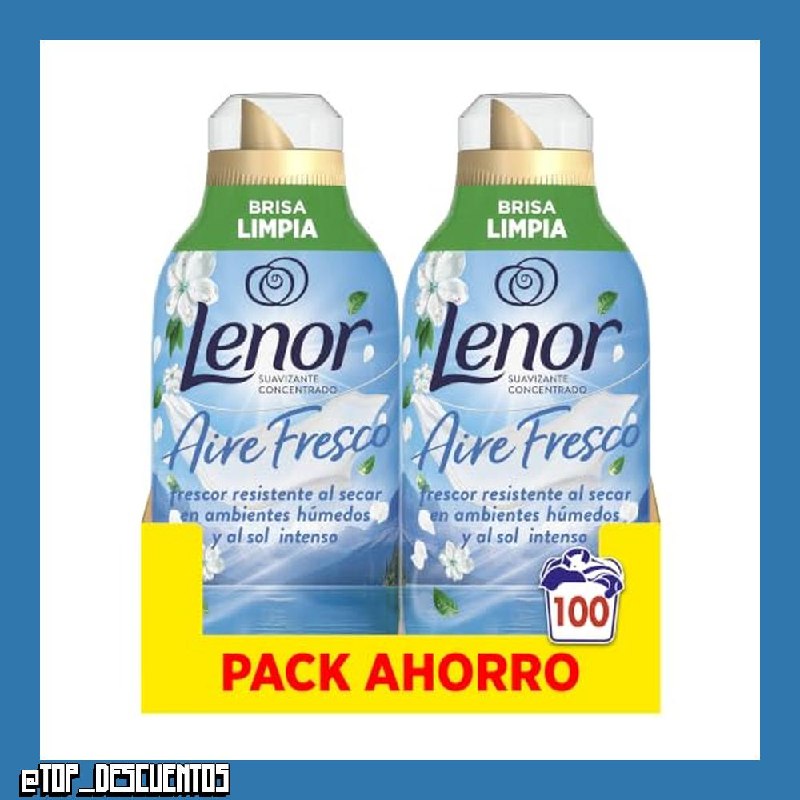 Lenor Aire Fresco Suavizante Para Ropa Clean Breeze 50 Lavados, 700 ml. (Paquete de 2)
