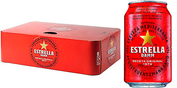 Pack de 24 latas de cerveza Estrella Damm por sólo 12,99€ (-25%) ¡0,55€ la lata!