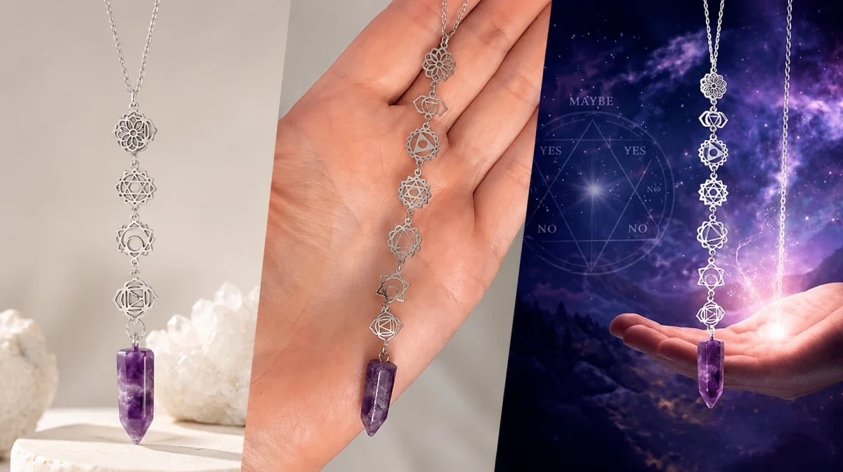 Colgante péndulo Simboliks con chakras y amatista para equilibrio energético por sólo 17,37€ (-40%)